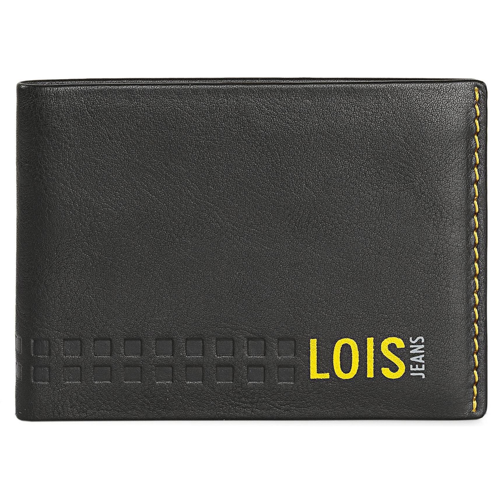 Cartera Hombre Piel Lois Temple Negro-Amarillo