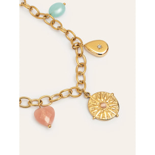 Collana Multicharms Soleil  in Acciaio Placcato Oro