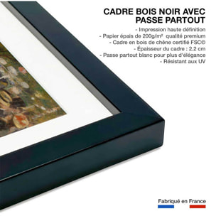 Poster Bal du moulin de la galette - Auguste Renoir Affiche + cadre en bois - Noir