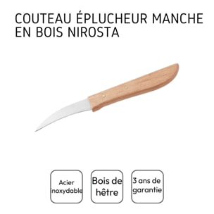 Couteau de cuisine éplucheur manche en bois 16 cm Nirosta