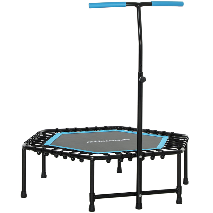 Trampolín de Fitness 114x114x132 cm Cama Elástica Fitness con Mango Ajustable de 3 Niveles Marco de Acero para Entrenamiento Piernas Cuerpo en Hogar Oficina Gimnasio Azul