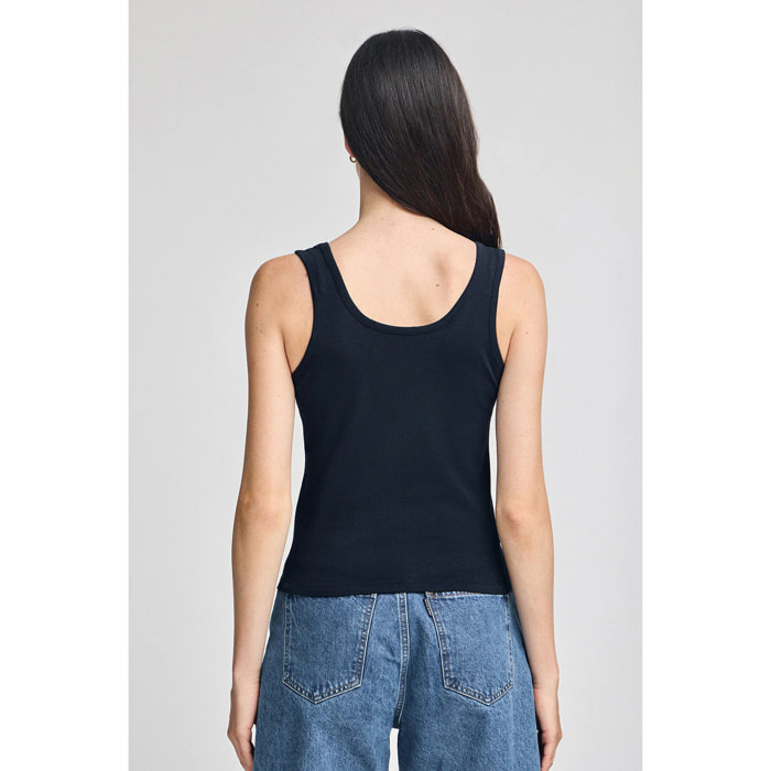 Canotta blu marino con ricamo Rigby Go