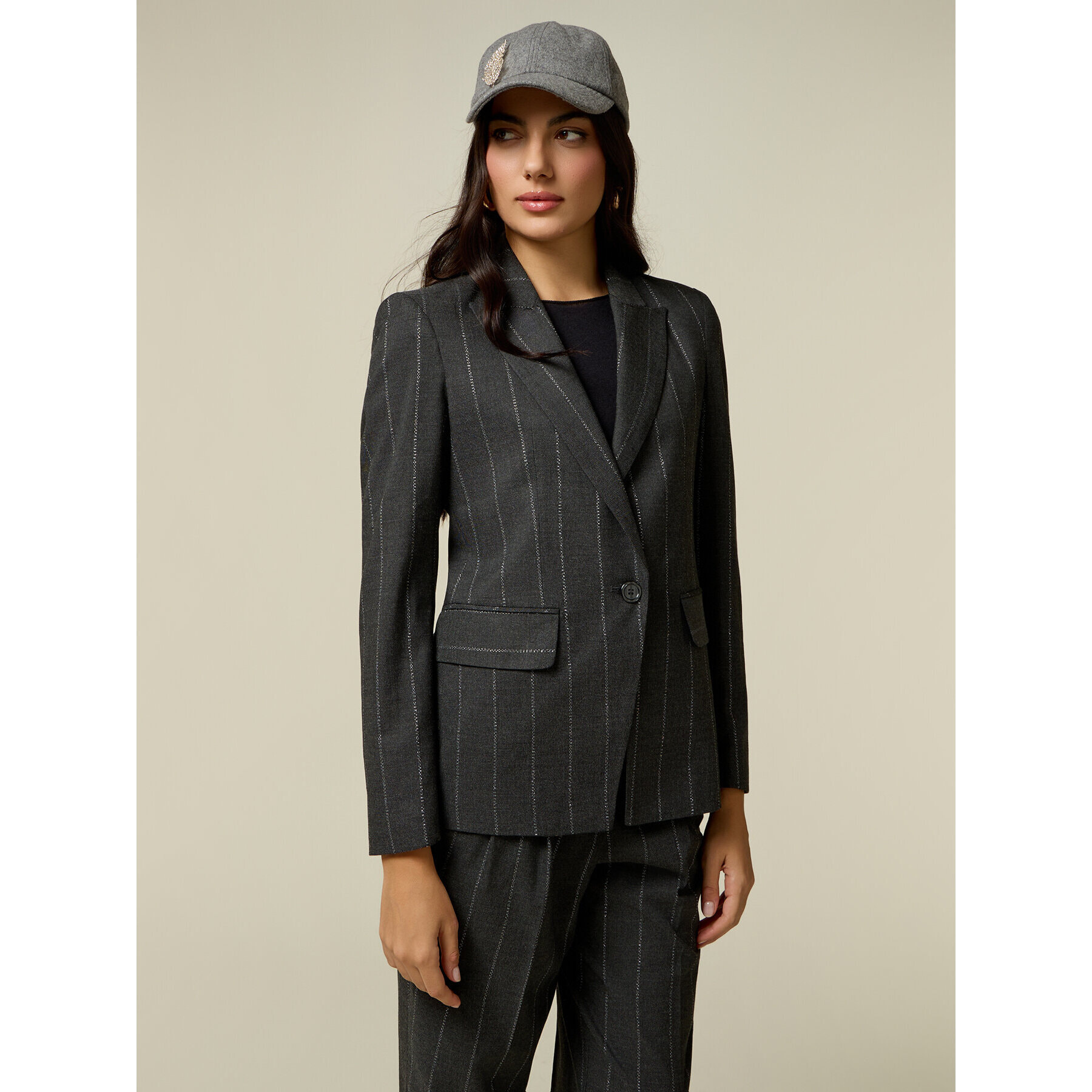 Oltre - Blazer in flanella gessata - Grigio