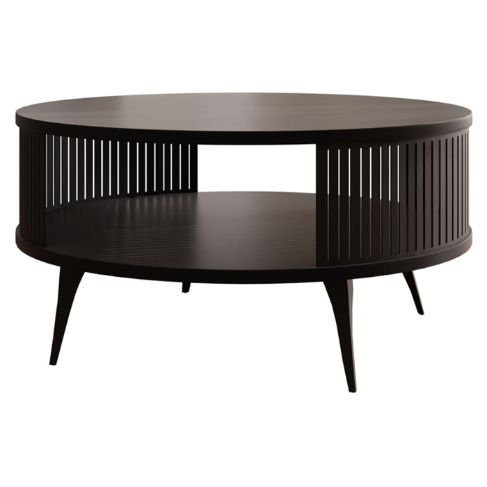 Forini - table basse ronde - noir - 1 niche - 75 cm - Noir