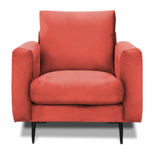 Fauteuil Caruso Velours Rose - 1 Place