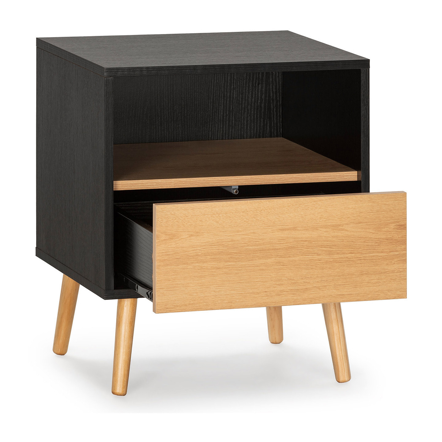 Mesita de noche Apolo 1 cajón Color Negro/Madera
