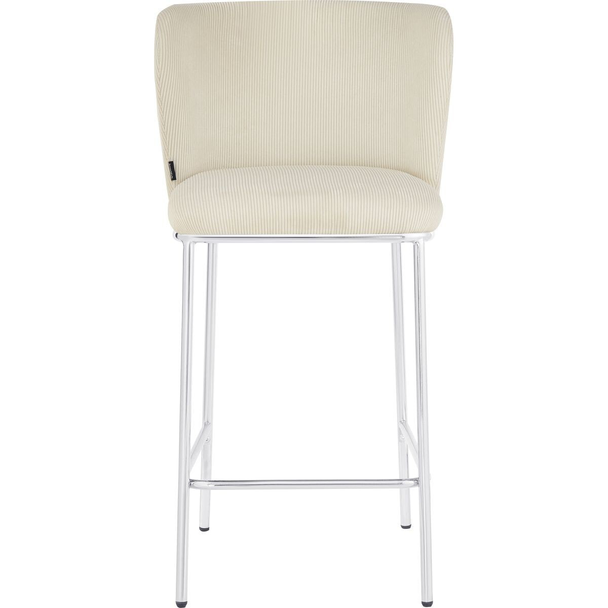 Lot de 2 tabourets de bar en velours côtelé, piètement chromé - TOMA