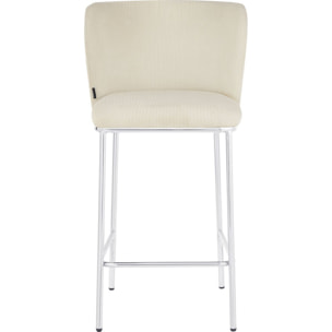 Lot de 2 tabourets de bar en velours côtelé, piètement chromé - TOMA