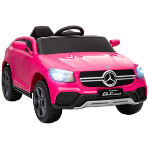 Coche Eléctrico para Niños Mercedes-Benz GLC, Coupé Coche de Batería 12V con Mando a Distancia 2,4 G Motor Doble Arranque Progresivo 3â€“5 km/h Uso 80 Min MP3 Bocina y Faros LED 3-6 Años Rosa