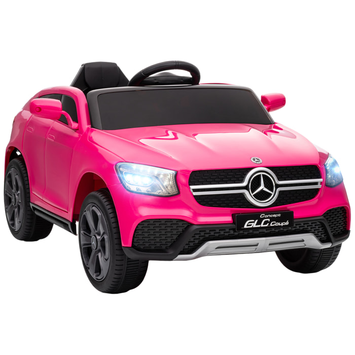 Coche Eléctrico para Niños Mercedes-Benz GLC, Coupé Coche de Batería 12V con Mando a Distancia 2,4 G Motor Doble Arranque Progresivo 3â€“5 km/h Uso 80 Min MP3 Bocina y Faros LED 3-6 Años Rosa
