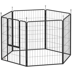 Parc enclos chien modulable pliable 6 panneaux H.100cm porte verrouillable acier époxy anthracite