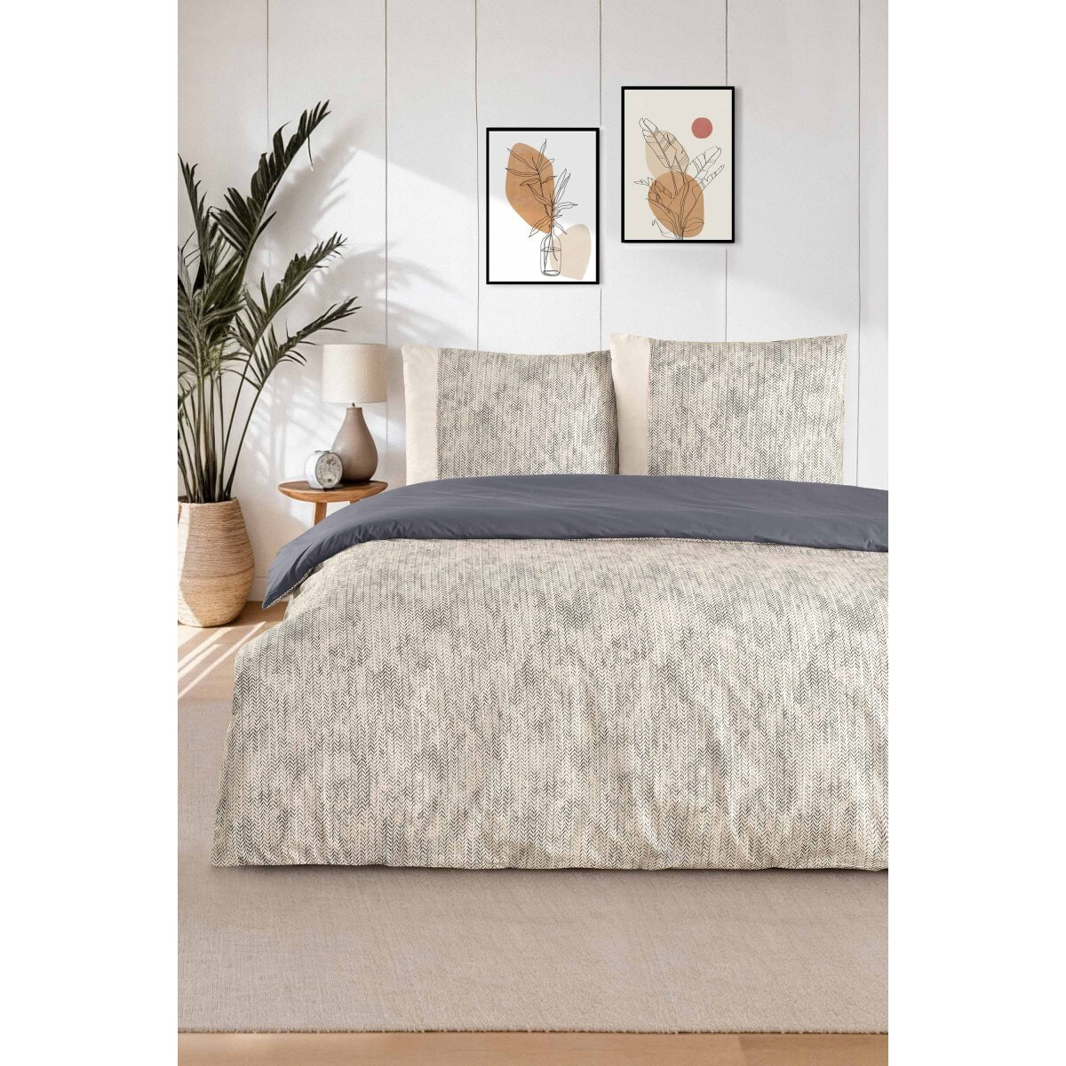 Parure housse de couette et taie(s) d'oreiller coton imprimé