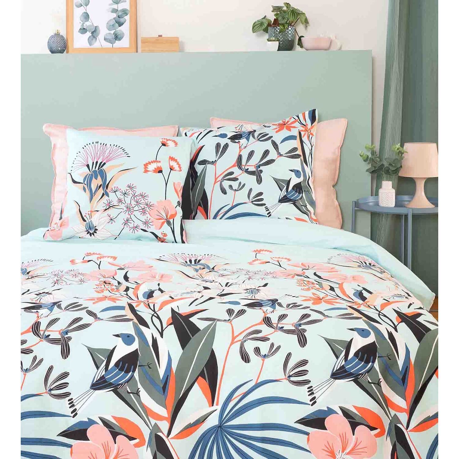 Parure Housse De Couette 3pcs 100% Satin De Coton Bio 78fils Paya