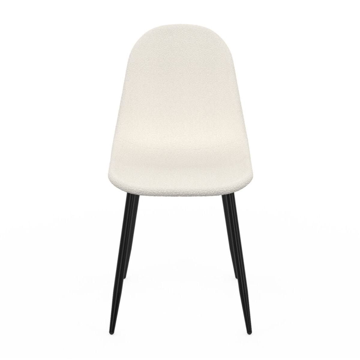 Chaises Sofia en bouclette blanche et pieds métal noirs - lot de 4