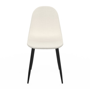 Chaises Sofia en bouclette blanche et pieds métal noirs - lot de 4