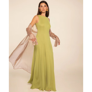 Vestido largo de punto con escote en la espalda