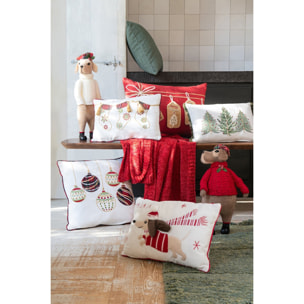 J-Line chiens avec béret - tissu - beige/rouge Noël - assortiment de 2