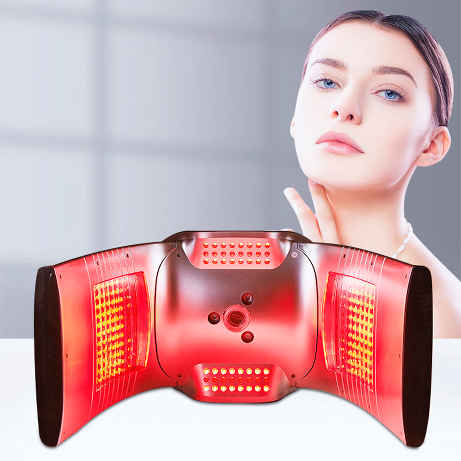 Dispositivo de luminoterapia con 7 colores, niebla de agua y compresa caliente.