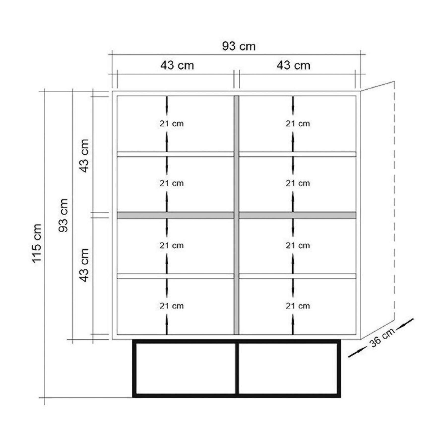 Credenza Dfagg, Buffet da soggiorno, Madia da salotto, Dispensa da cucina, 93x36h115 cm, Quercia e Nero