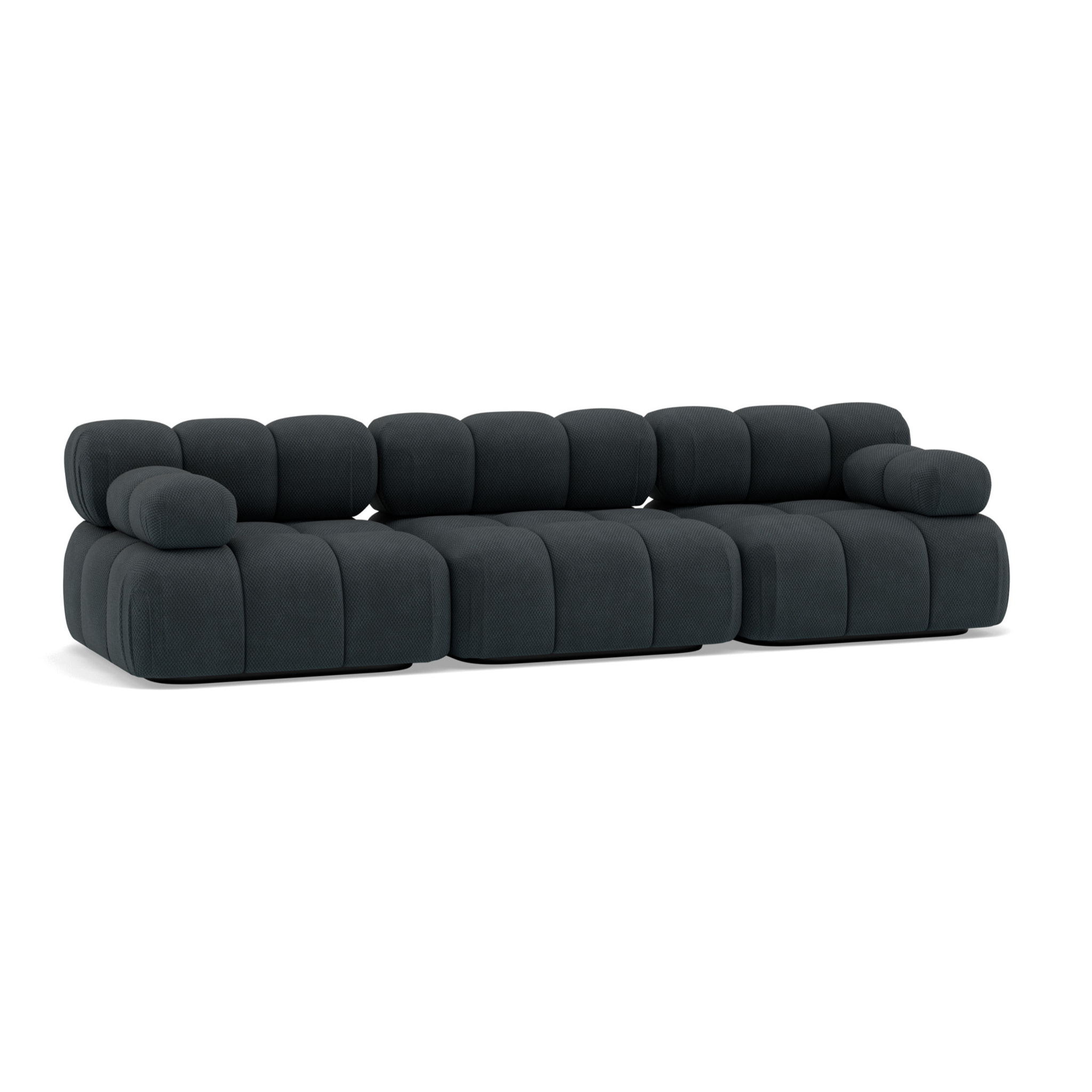 Ruby - canapé droit modulable 3 places en velours texturé - Noir