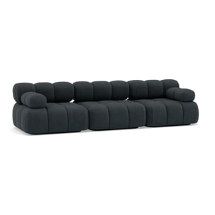 Ruby - canapé droit modulable 3 places en velours texturé - Noir