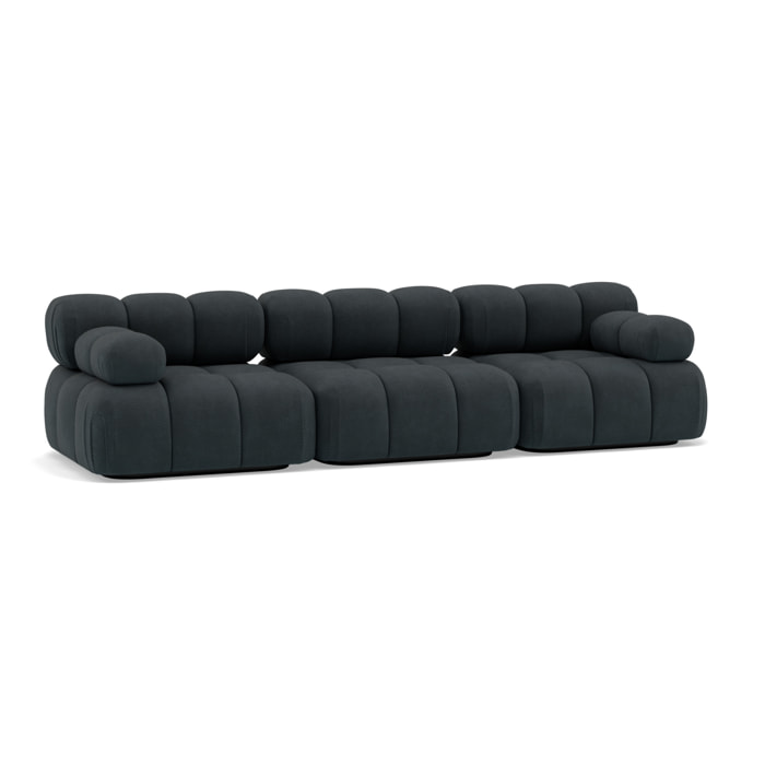 Ruby - canapé droit modulable 3 places en velours texturé - Noir