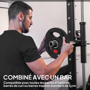 Disques de musculation - lot de 2 disques - total 10 Kg - dia. intérieur 50 mm - métal PVC noir