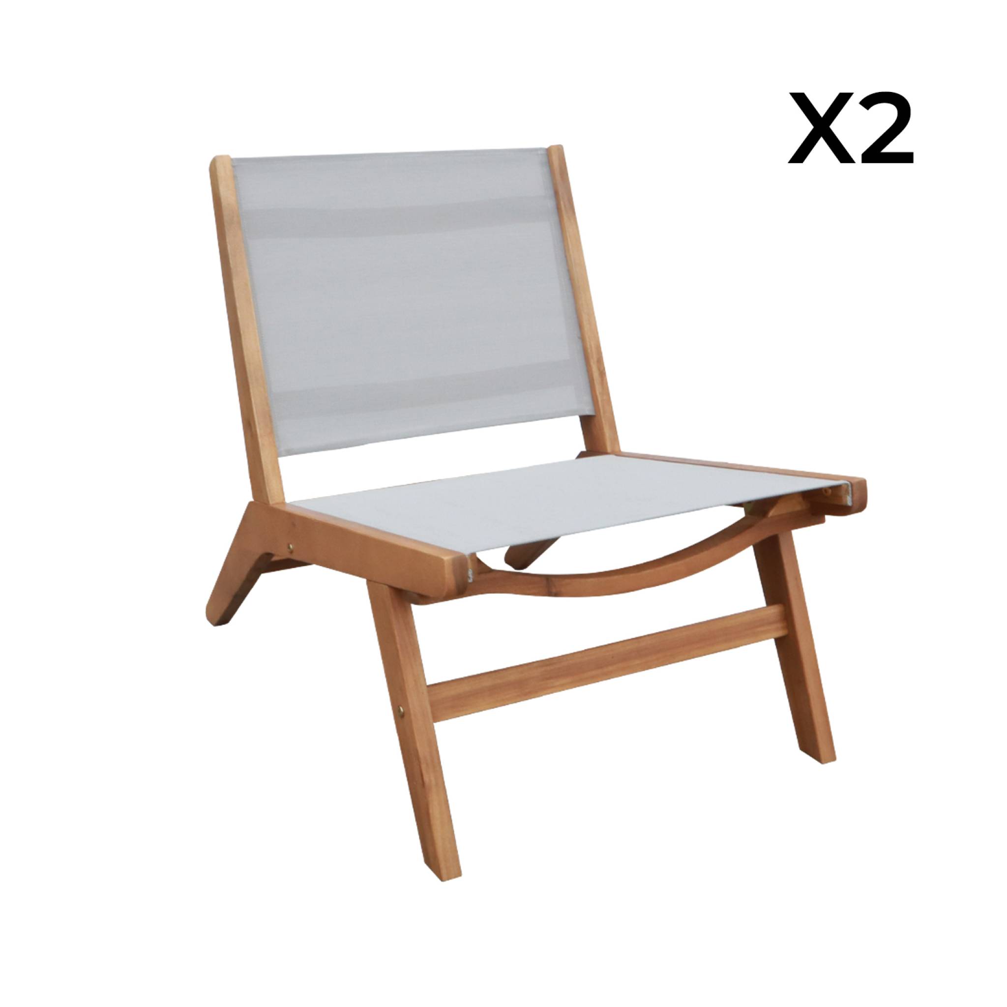 Fauteuil relax bois d'acacia et textilène (lot de 2) MADERA
