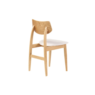 Chaises scandinaves en bois clair et tissu effet laine bouclée blanc (lot de 2) ELION