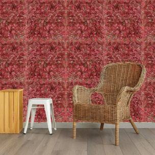 Well home jardín vertical artificial, panel de seto 100x100cm, para decoración interior y exterior - flores rosas y verdes