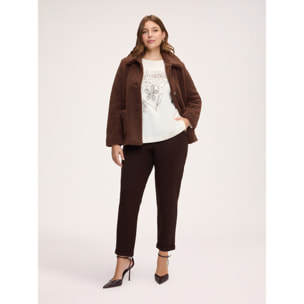 Fiorella Rubino - Giacca effetto teddy con collo a camicia - Marrone