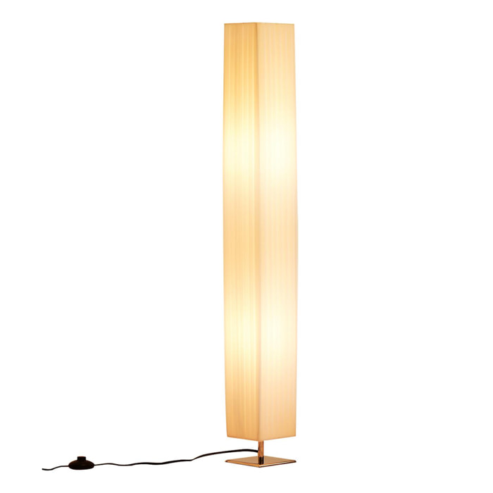 Lampe lampadaire colonne sur pied moderne lumière tamisée 40 W 14L x 14l x 120H cm inox blanc