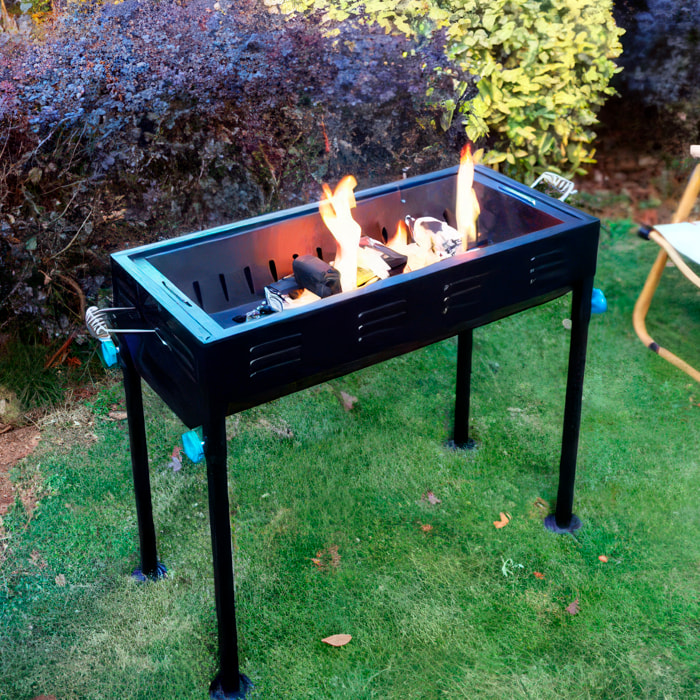 Barbecue portatile a carbone CA-03 in stile giapponese con altezza regolabile, 2 griglie e 1 teglia da forno.