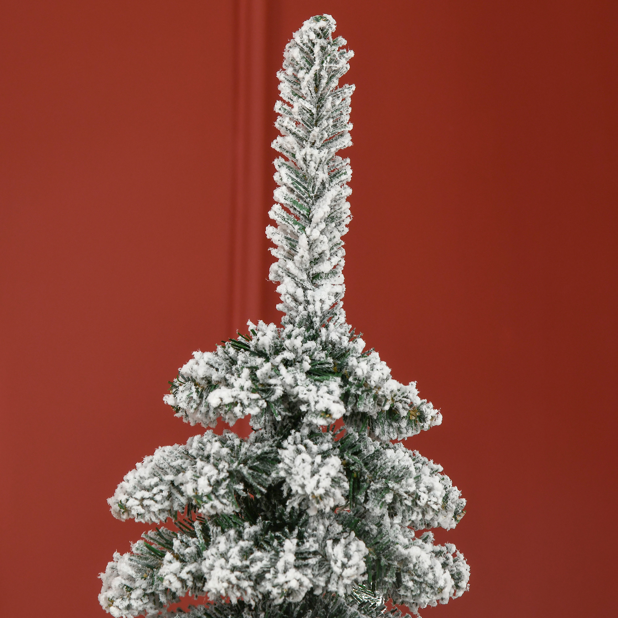 Árbol de Navidad Estrecho 180 cm, Árbol de Navidad Artificial Nevado con 395 Ramas y Soporte de Metal Plegable, Decoración Navideña para Salón, Interior, Verde