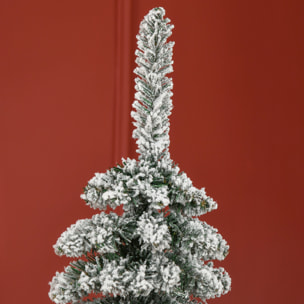 Árbol de Navidad Estrecho 180 cm, Árbol de Navidad Artificial Nevado con 395 Ramas y Soporte de Metal Plegable, Decoración Navideña para Salón, Interior, Verde