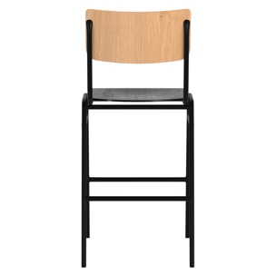 Lot de 2 chaises pour îlot central 66 cm en bois clair et noir - Clem