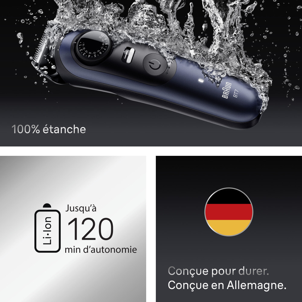 Braun Tondeuse À Barbe Series 7, + 6 Outils De Barbier, 40 Longueurs, Lame ProBlade, BT7520, Bleu