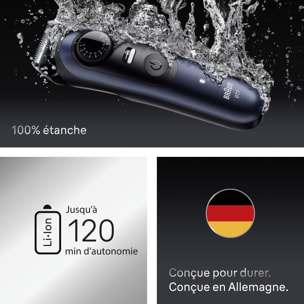 Braun Tondeuse À Barbe Series 7, + 6 Outils De Barbier, 40 Longueurs, Lame ProBlade, BT7520, Bleu