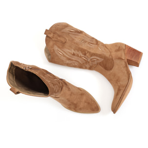 Stivali texani in simil pelle scamosciata con ricamo