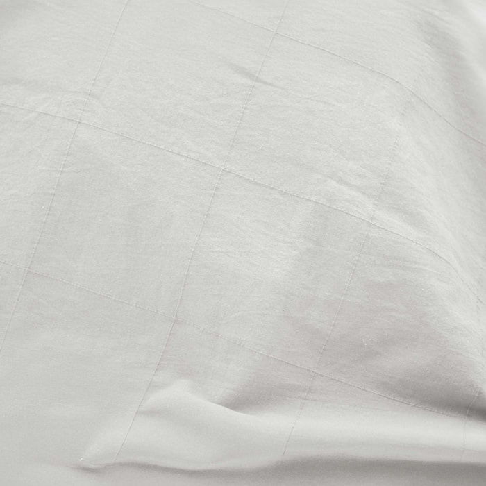 Drap-housse en coton lavé motif carreaux jacquard - Blanc