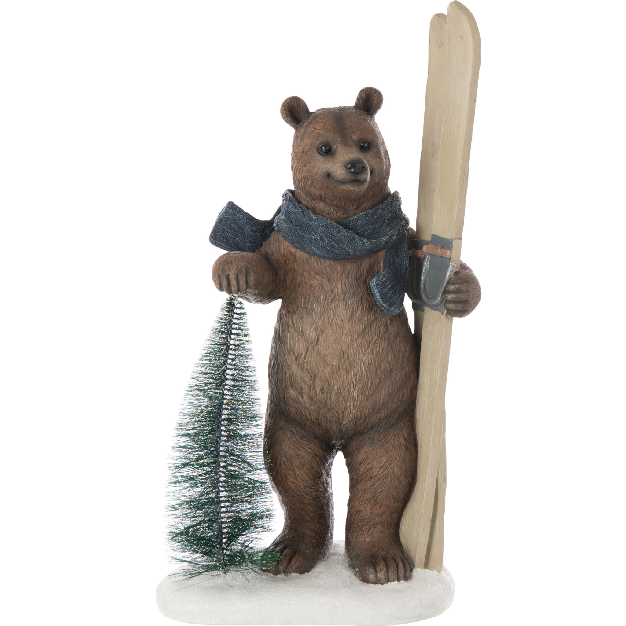 J-Line figurine Ours Arbre + Ski - polyrésine - mix - LED