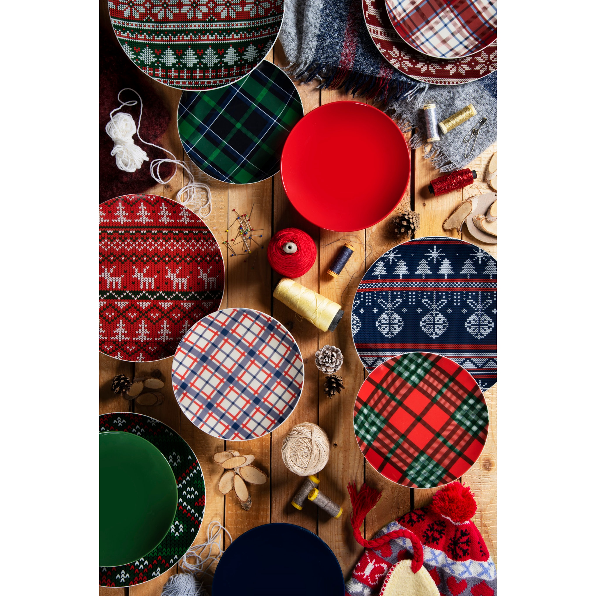 Service 18 assiettes Excelsa Fall Winter, porcelaine et stoneware, multicolore