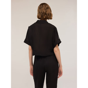 Motivi - Camisa estilo kimono con cordón ajustable - Negro