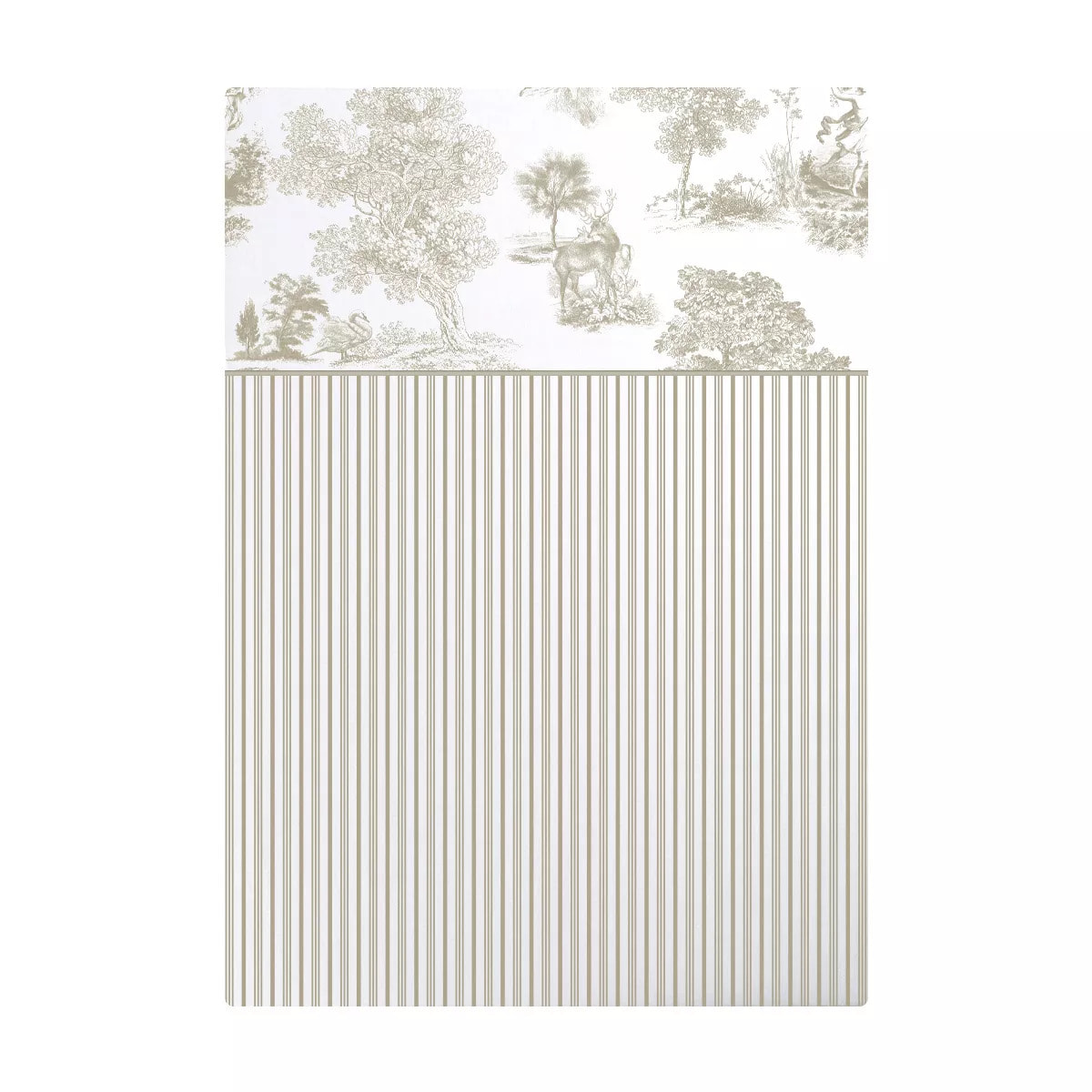 Drap plat percale de coton imprimé beige Poesie naturel