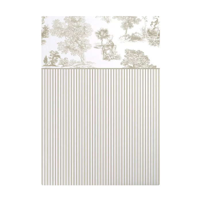 Drap plat percale de coton imprimé beige Poesie naturel