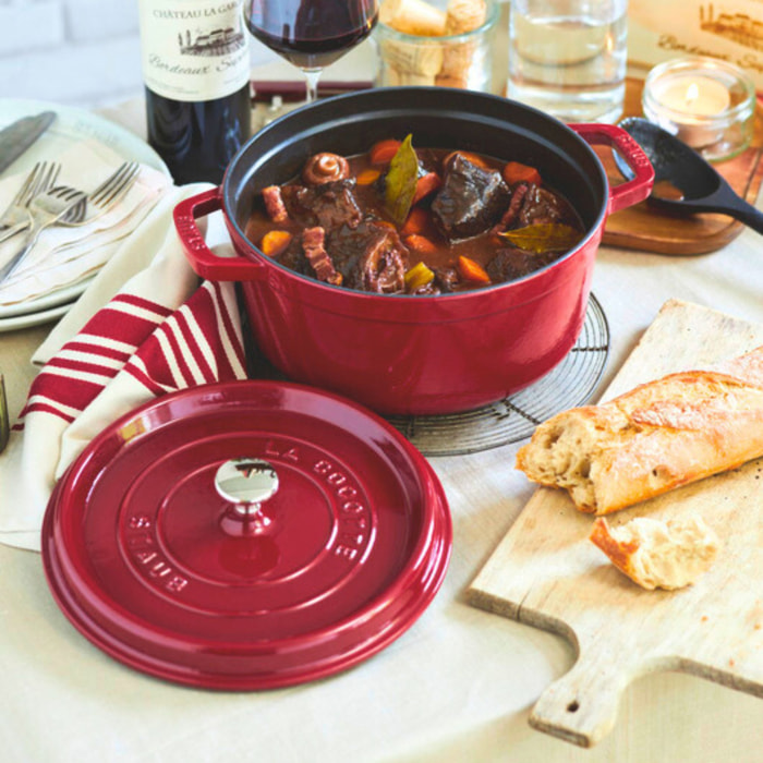 Cocotte 24 cm, Rond(e), Bordeaux, Fonte