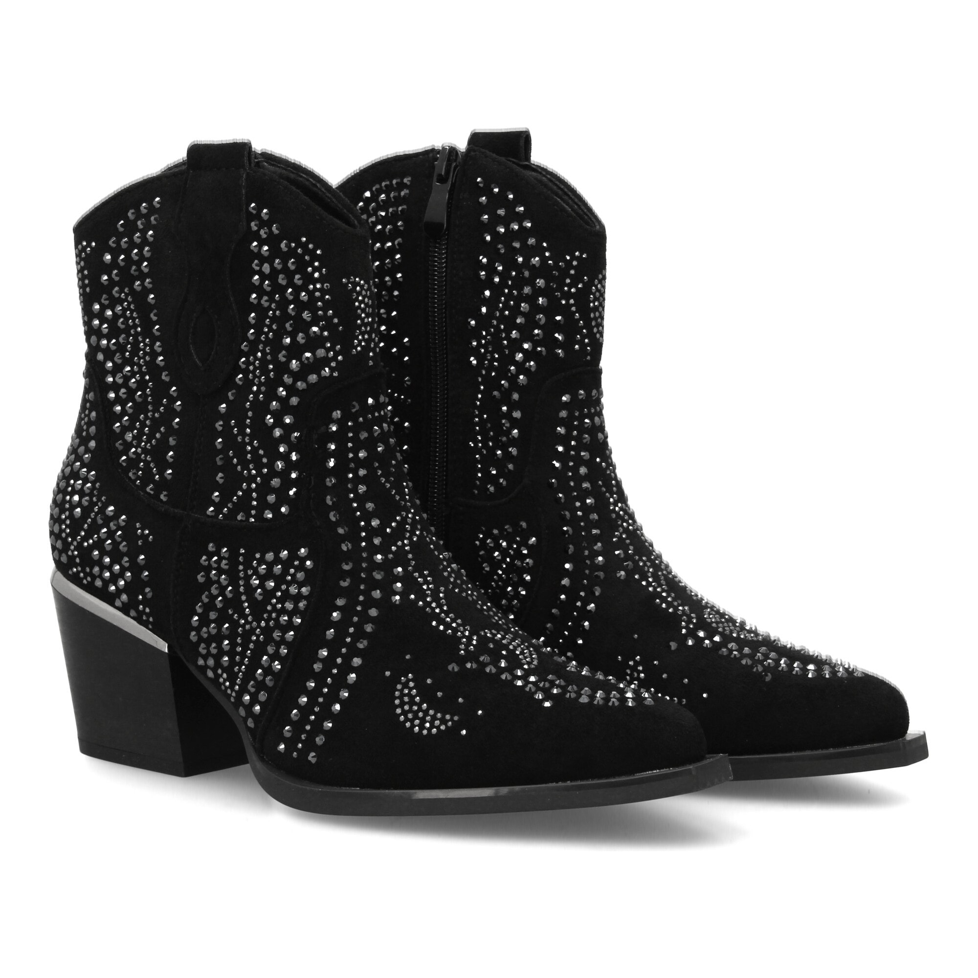 Botin de mujer con detalles brillantes y estilo Cowboy, ideal Otoño invierno