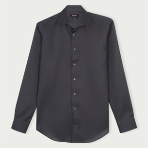 Camicia Uomo 1 Bottone Francese Slim Armaturato Care Free Grigio Scuro