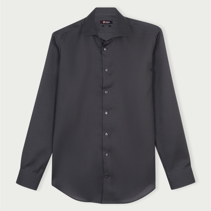 Camicia Uomo 1 Bottone Francese Slim Armaturato Care Free Grigio Scuro