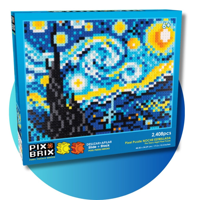 PIX BRIX PIXEL ART MOSAICO NOCHE ESTRELLADA VAN GOGH 2480 PIEZAS